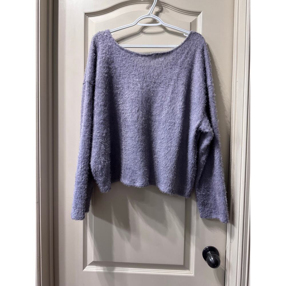Oversized Dusty Lavender Cropped Sweater V Neck M